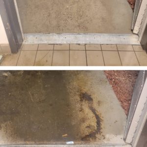 Sidewalk stain cleaning before & after